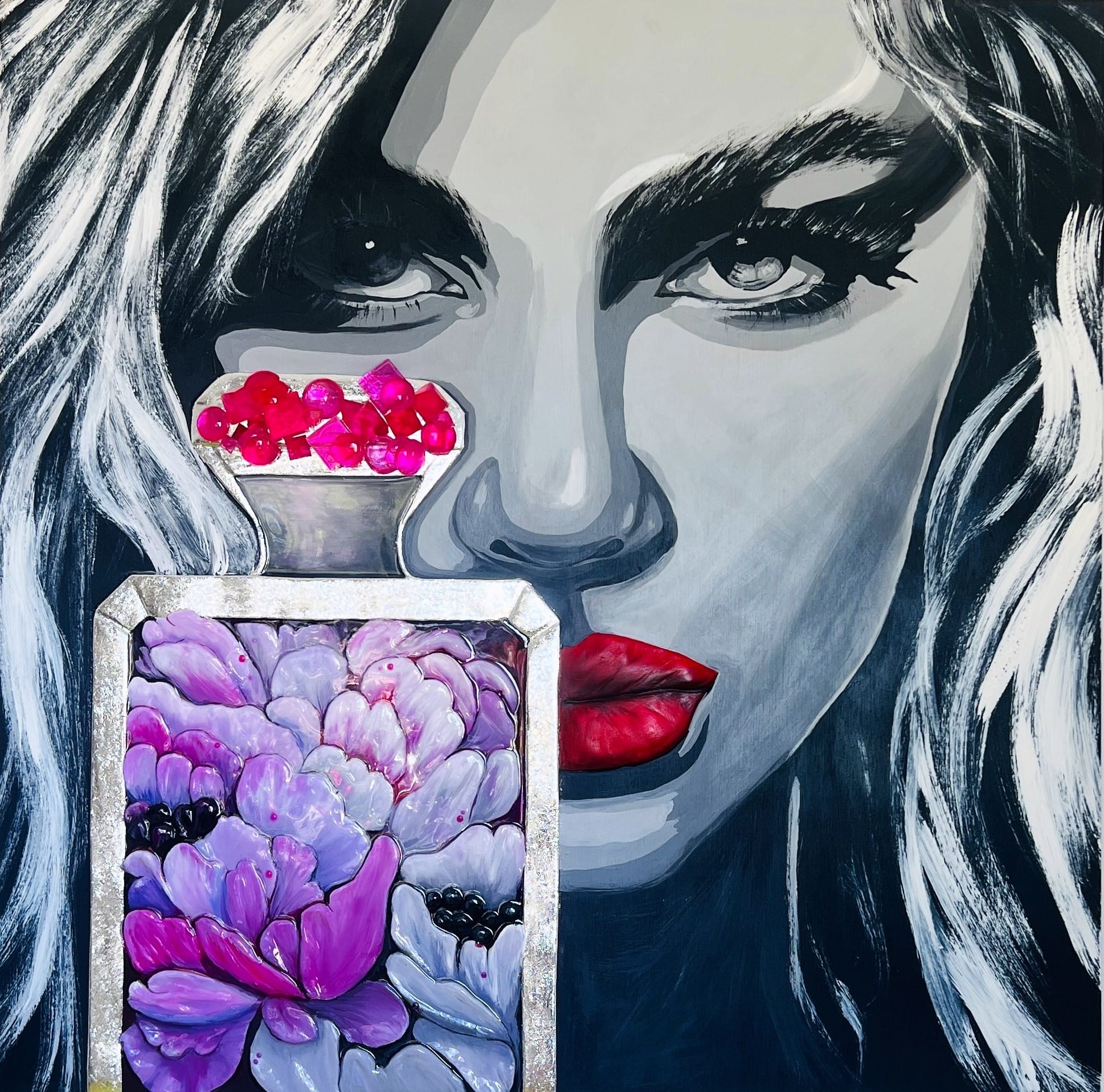Fragrant Elegance. Textured Painting. Pop Art Portrait - Image 2