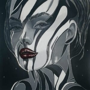 Harmony in Stripes. Textured Painting. Pop Art Portrait