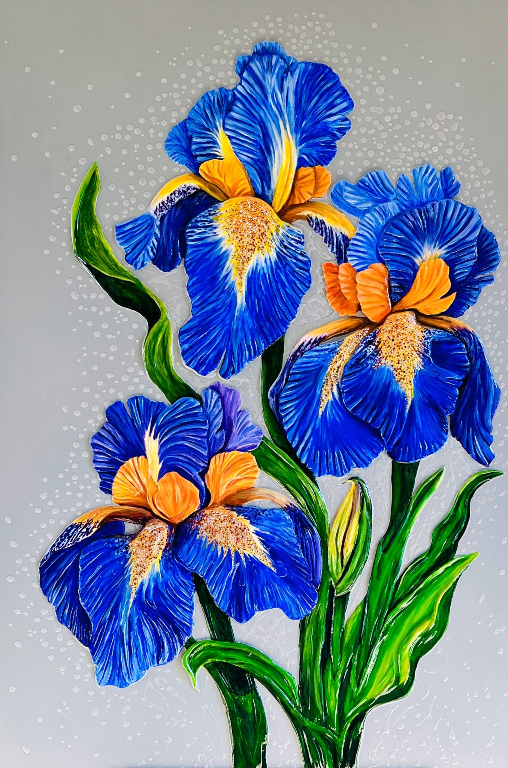 Natural Desire. Irises. Textured Painting