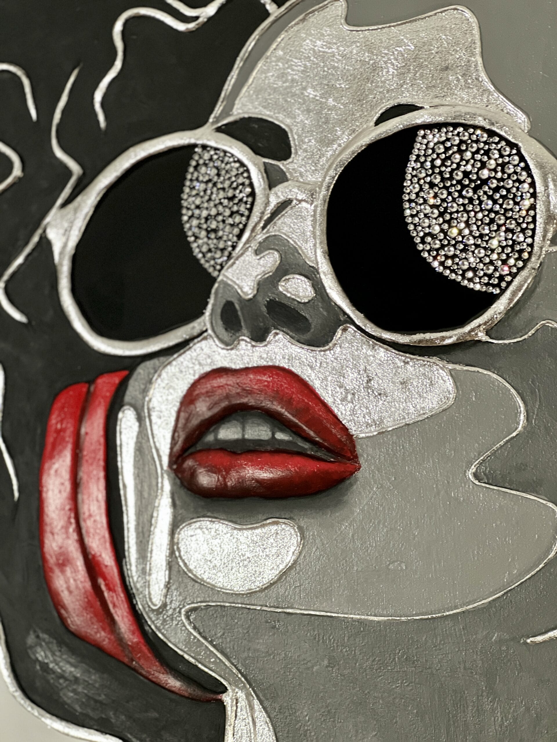 Red, White, Black and Music. Textured Painting. Pop Art Portrait - Image 2