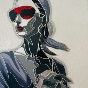 Lady with Dog. Textured Painting. Pop Art Portrait