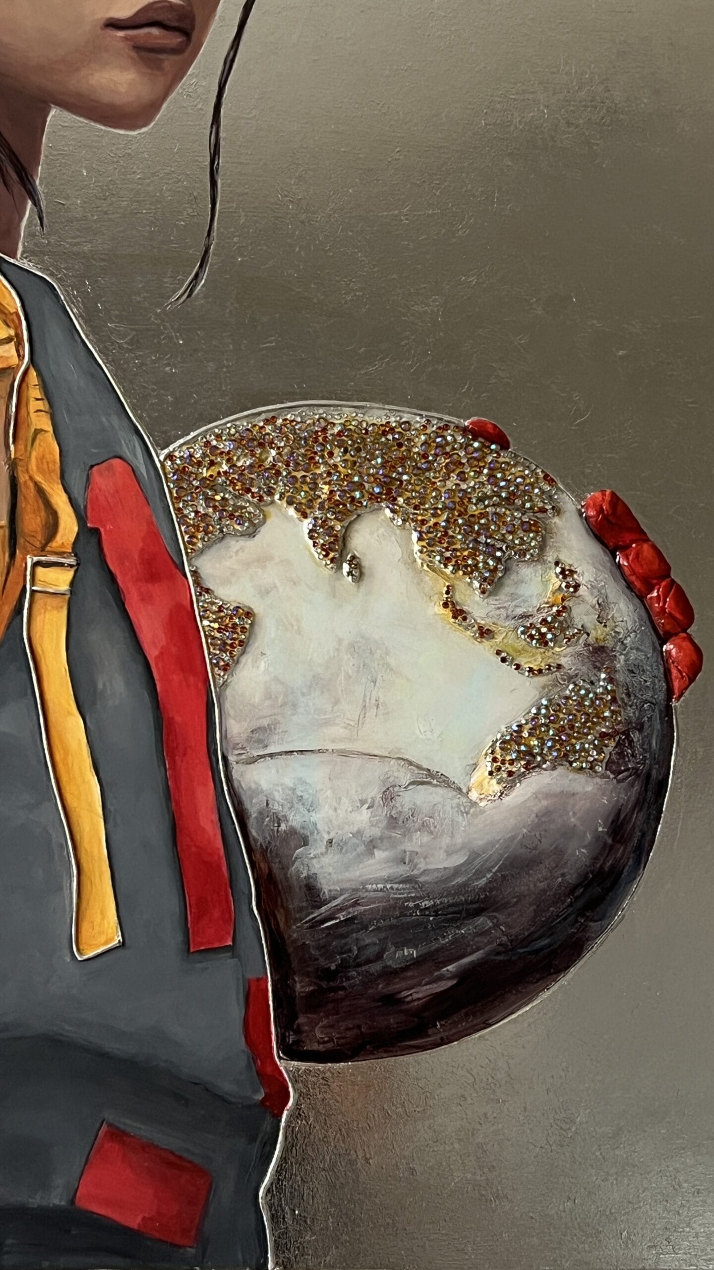 Girl with a Globe. Original painting Lana Ritter Painter Textured Art - Image 3