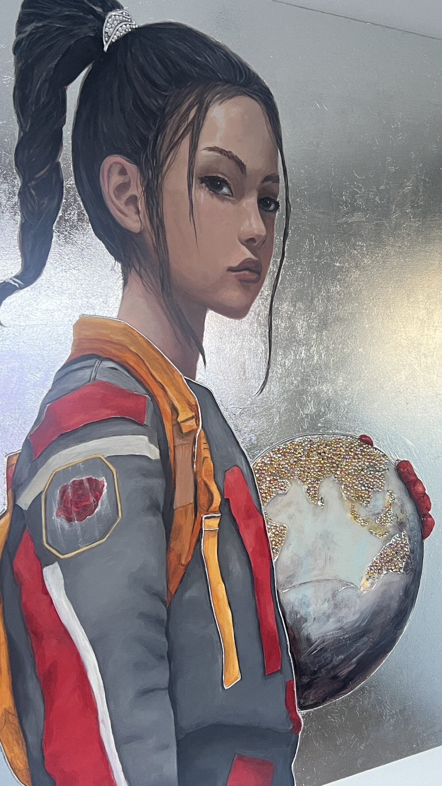 Girl with a Globe. Original painting Lana Ritter Painter Textured Art - Image 5