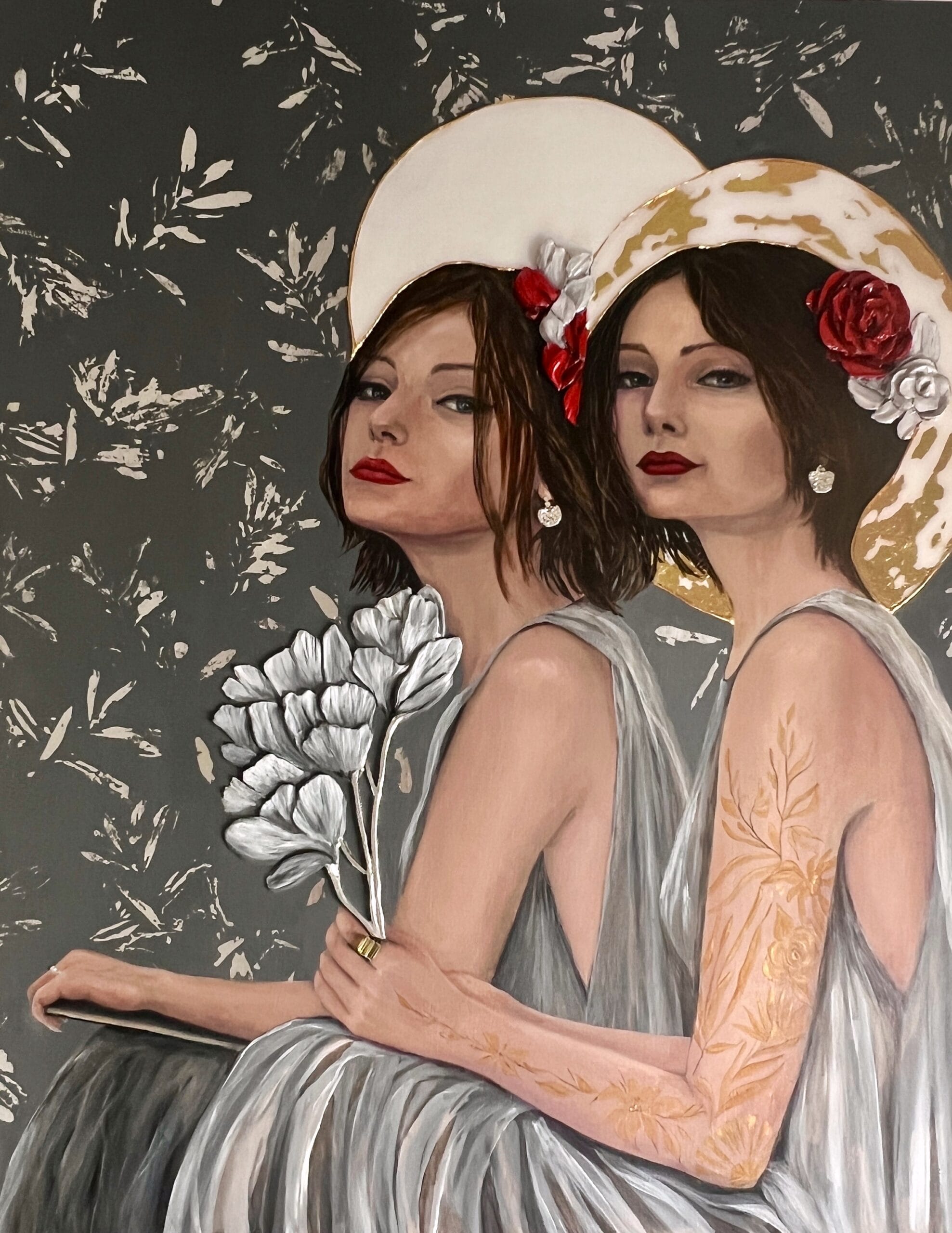 Two Sisters. Original painting Lana Ritter Painter Textured Art