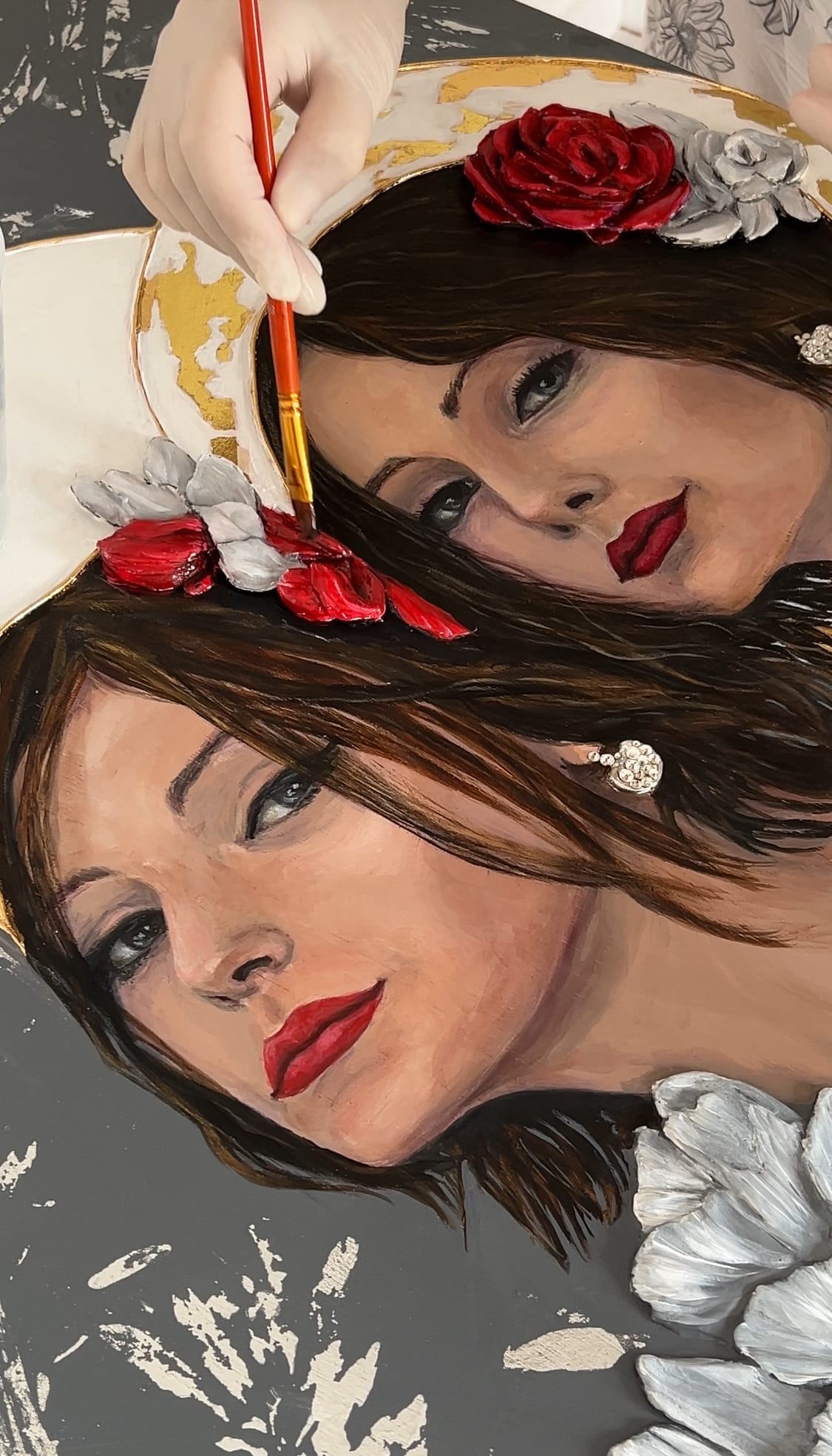 Two Sisters. Original painting Lana Ritter Painter Textured Art - Image 3