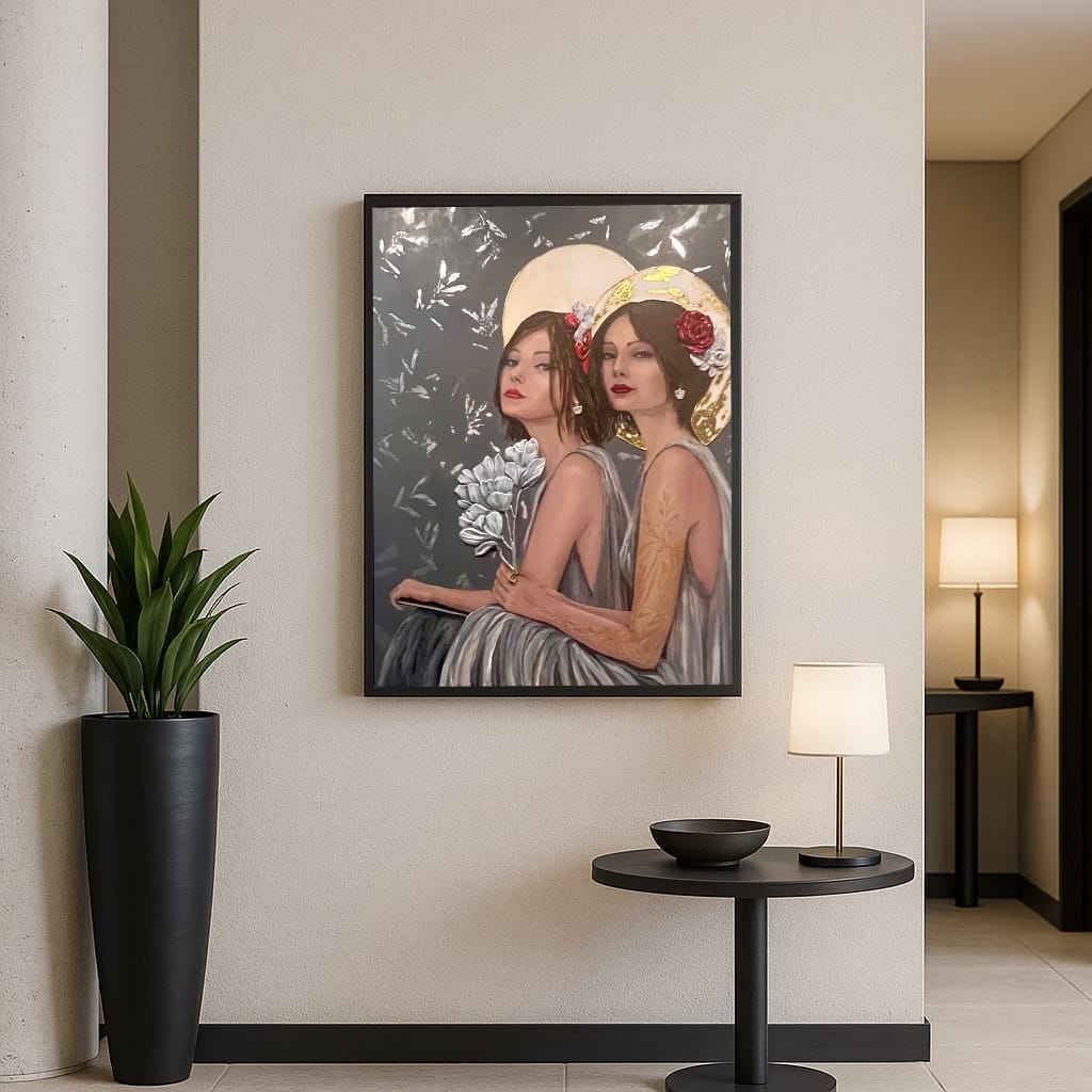Two Sisters. Original painting Lana Ritter Painter Textured Art - Image 2