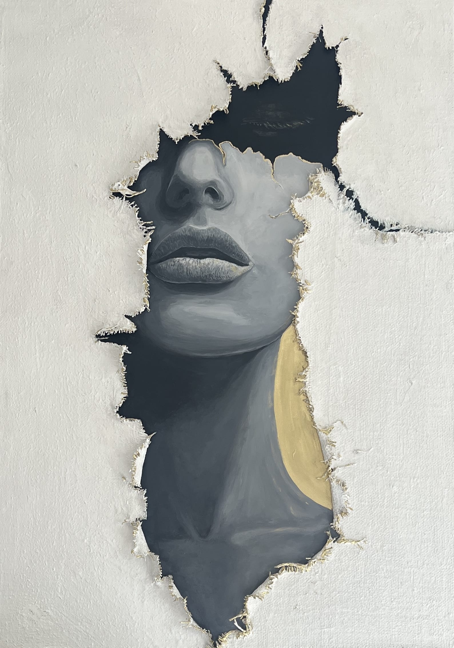 Inner Golden Beauty. Sculptural Mixed Media Original Painting