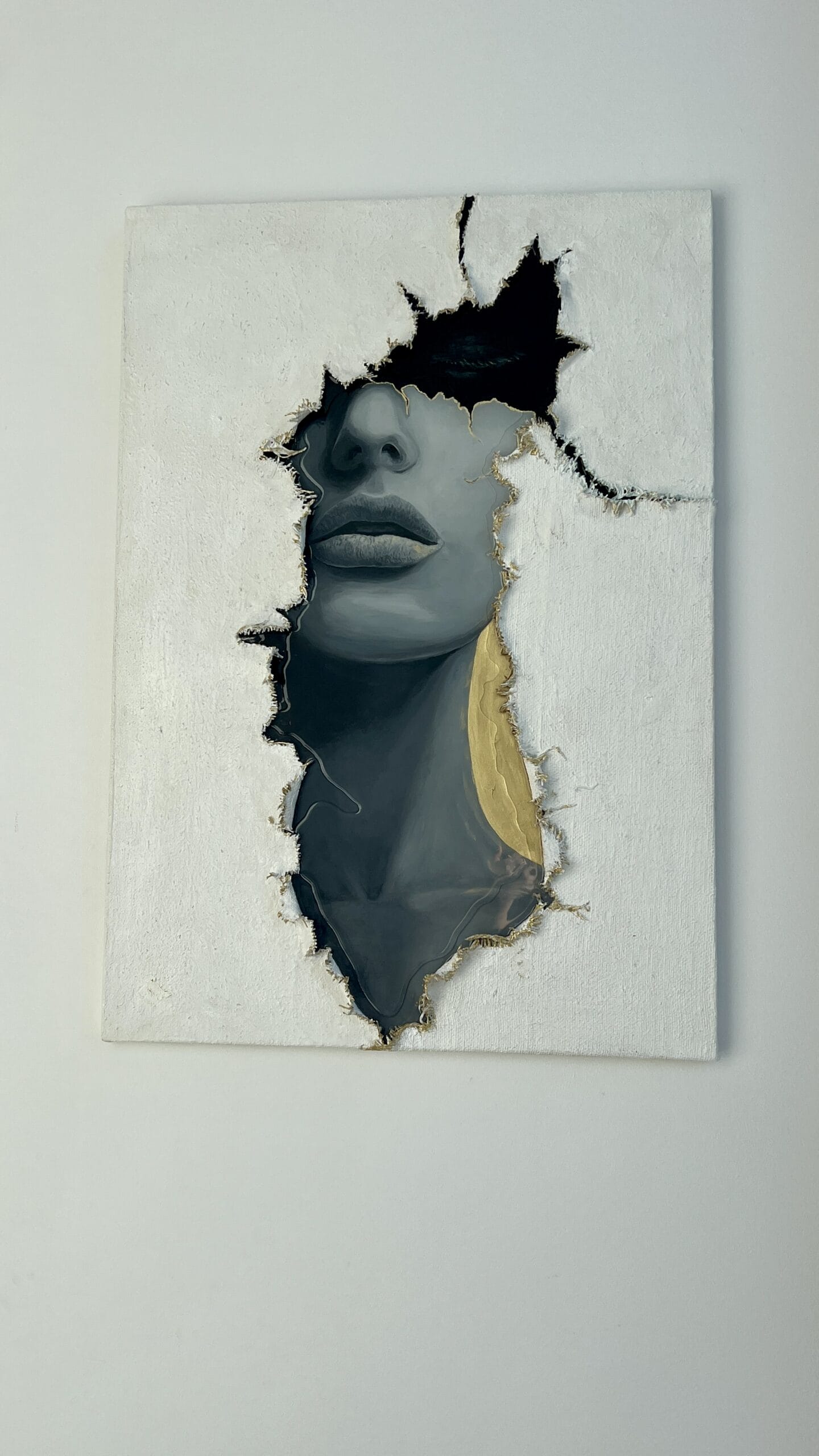 Inner Golden Beauty. Sculptural Mixed Media Original Painting - Image 2