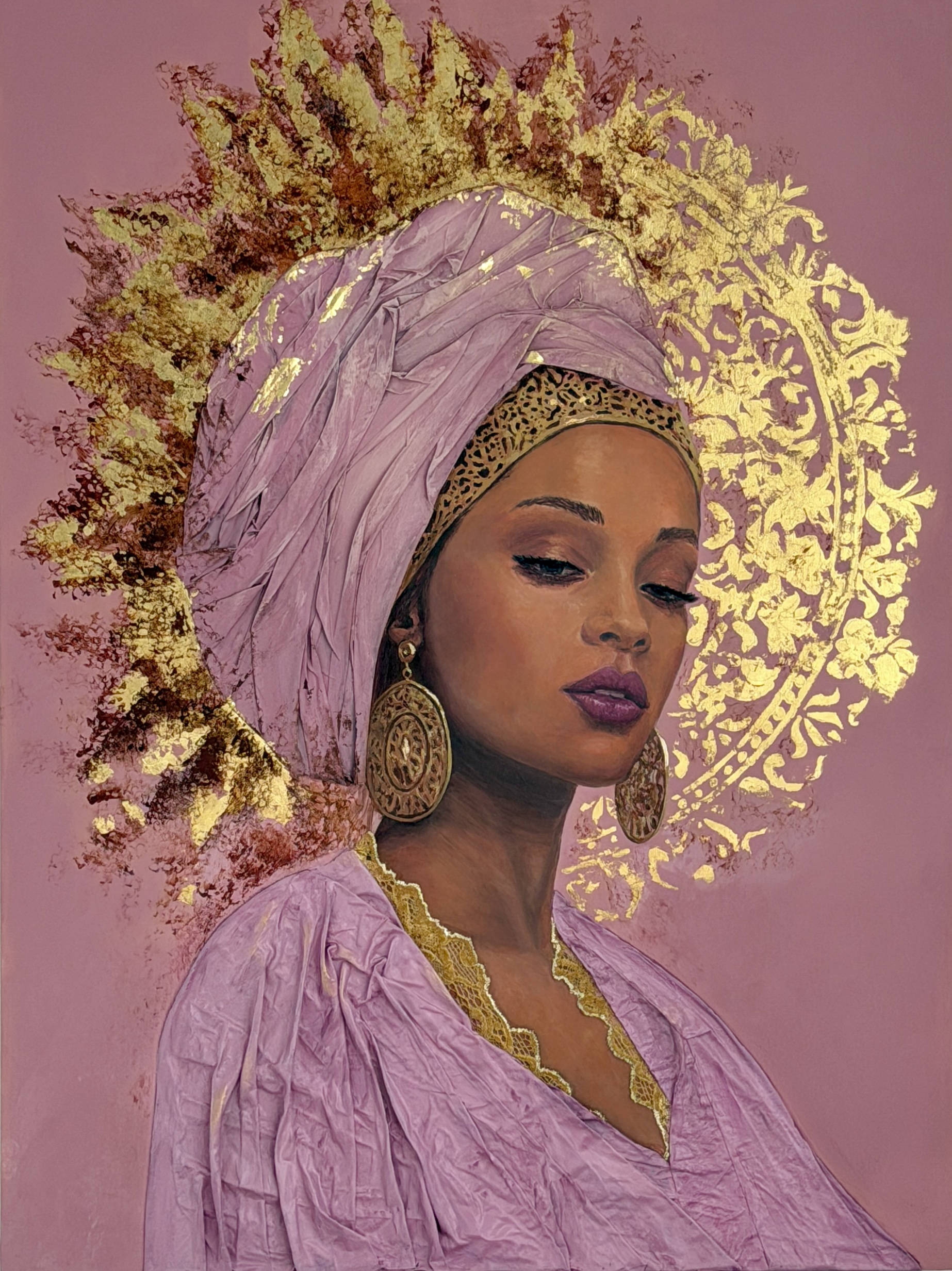 African Queen. Mixed Media Original Painting - Image 2